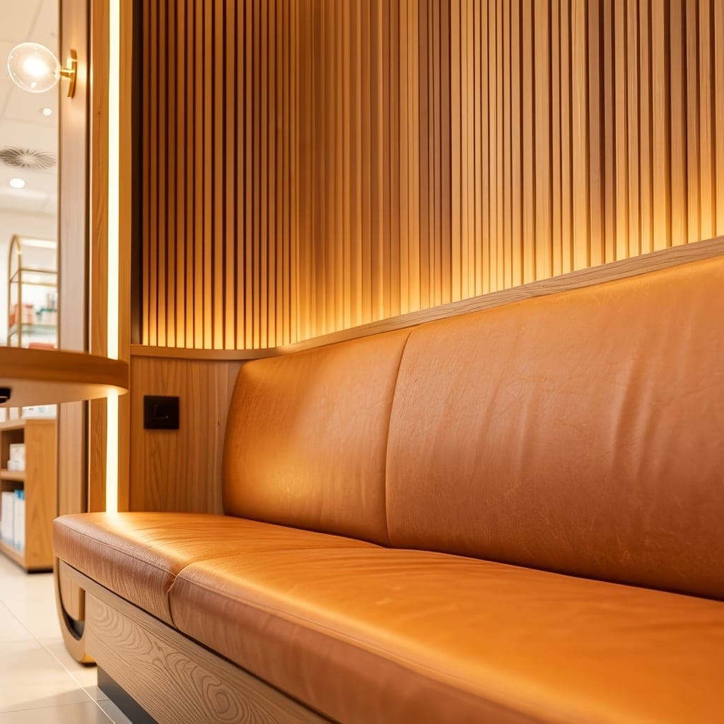 Banquette et dosseret en tasseaux