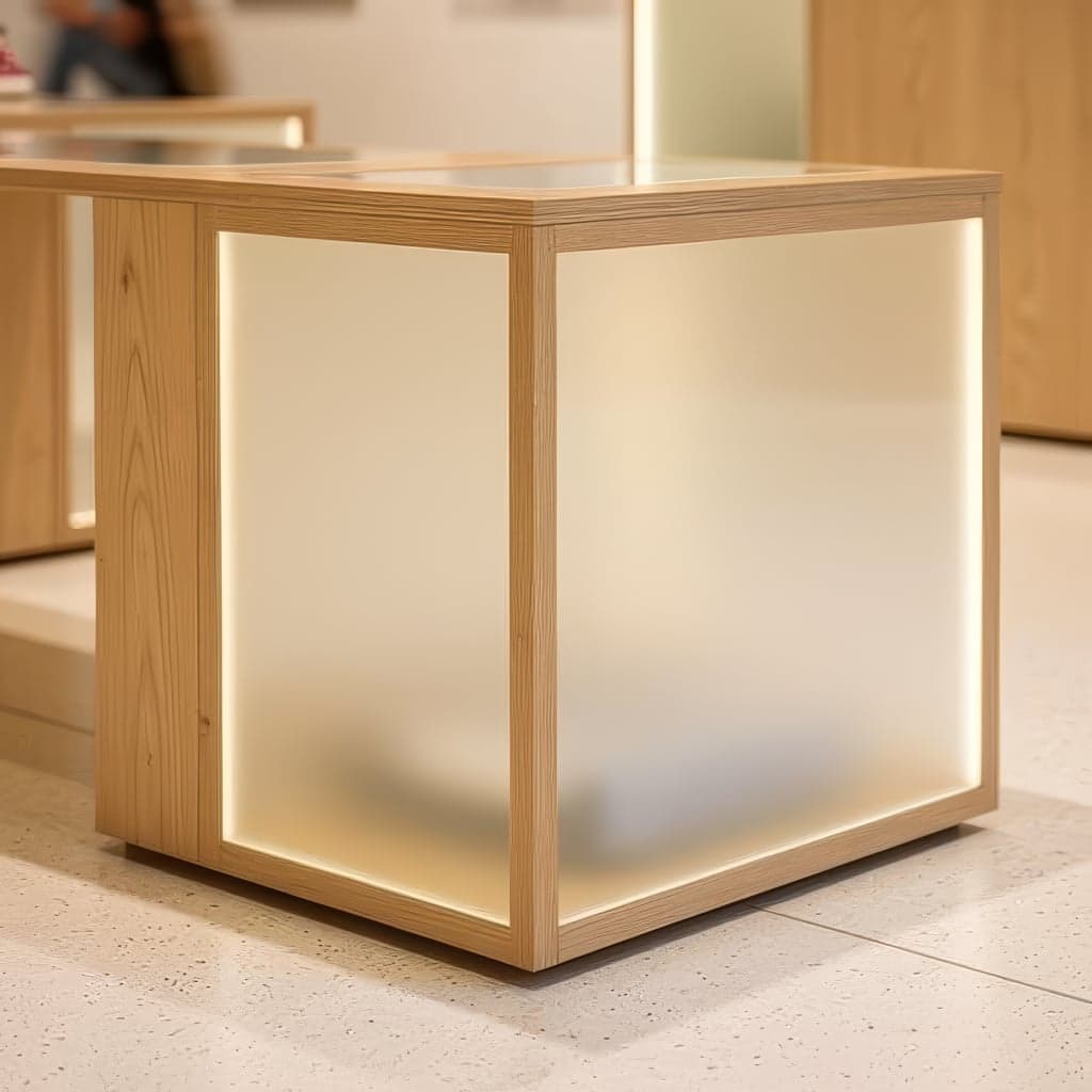 The light box, frosted panels.