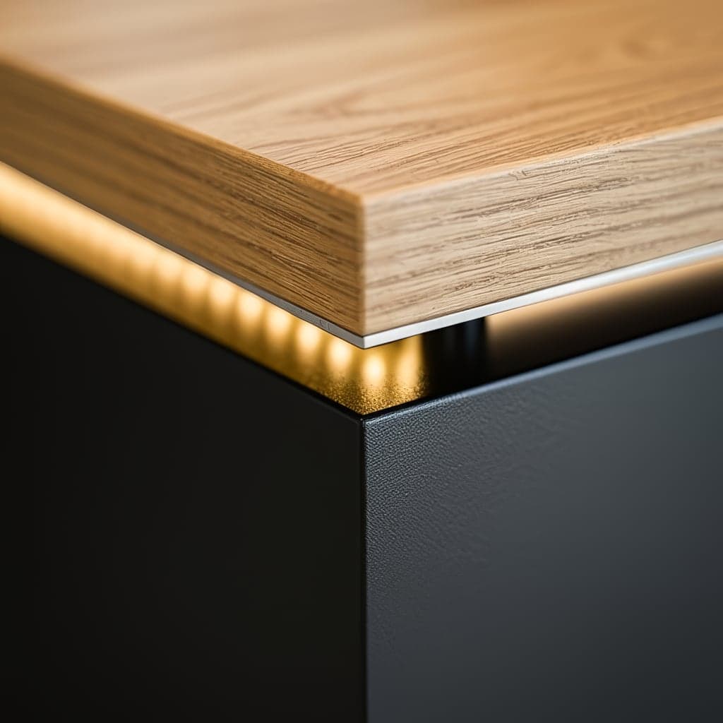 Concealed lighting under the counter top.