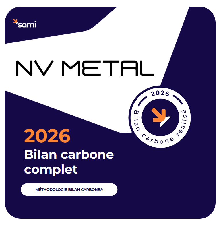 Certificat du bilan carbone 2026 de NV Métal, réalisé avec Sami